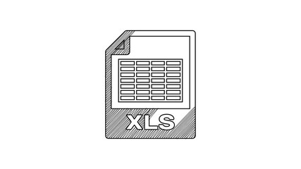 Poster - Black line XLS file document. Download xls button icon isolated on white background. Excel file symbol. 4K Video motion graphic animation