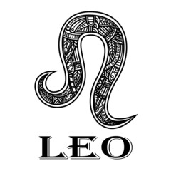 Wall Mural - hand drawn of leo in zentangle style