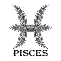 Wall Mural - hand drawn of pisces in zentangle style