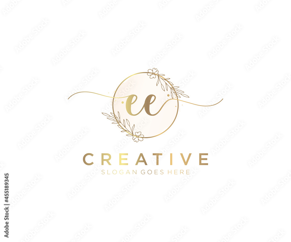 initial EE Feminine logo beauty monogram and elegant logo design ...