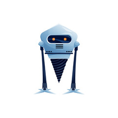 Poster - robot drilling machine isolated hydraulic robotic character with steady gears on arm. vector industr
