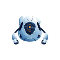 Fototapete - Electronic humanoid isolated robot without legs realistic icon.Vector automation character with flexible arms, artificial intelligence bot. Futuristic electronic android manufacturing automation