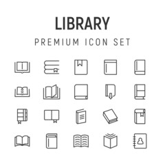 Poster - Premium pack of library line icons.