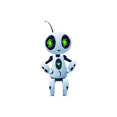 Poster - stylish sci fi bot, cyber machine isolated friendly artificial intelligence bot. vector android robo