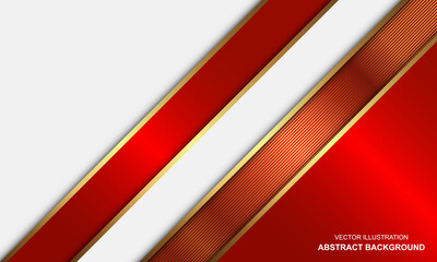 Modern abstract background white red and gold lines luxury design