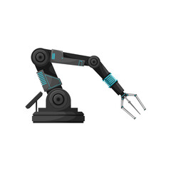 Leinwandbilder - Factory manufacturing plant automated robotic hand isolated realistic icon. Vector robotic arm, manufacture robot, factory automation with catching and repair element. Smart industrial technology