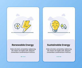 Wall Mural - renewable energy and sustainable energy onboarding template for mobile ui app design modern flat style