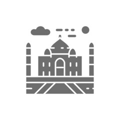 Sticker - Vector Taj Mahal, India, landmark grey icon.