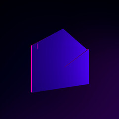 Poster - Neon letter icon. 3d rendering ui ux interface element. Dark glowing symbol.