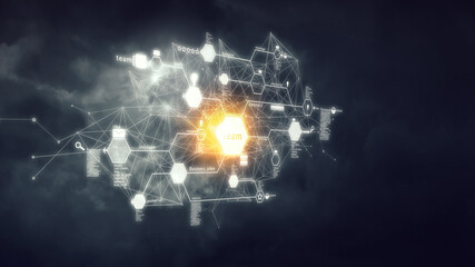 Wall Mural - social web network concept . mixed media