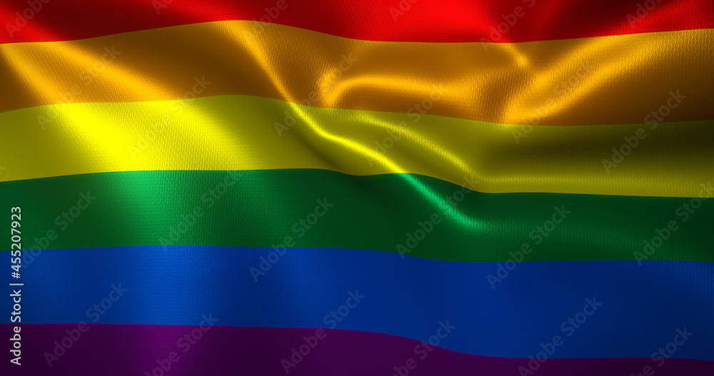 Ilustración de Stock LQBT Flag, LQBTQ+ Pride Flag with waving folds ...