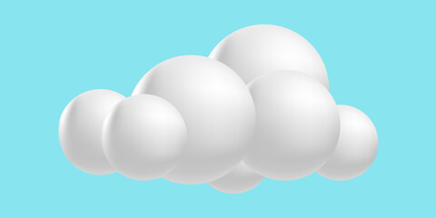 Wall Mural - Clouds fluffy, 3D mesh cartoon. Soft render clouds icons on a blue sky. Vector illustration