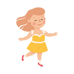 Sticker - Energetic Girl Dancing Moving to Music Rythm Vector Illustration