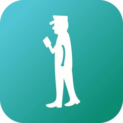 Sticker - Unique Guard Checking Passport Vector Glyph Icon