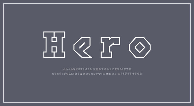Hollow slab serif letters font in viking style