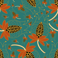 Poster - Pomegranate vector seamless repeat pattern print background