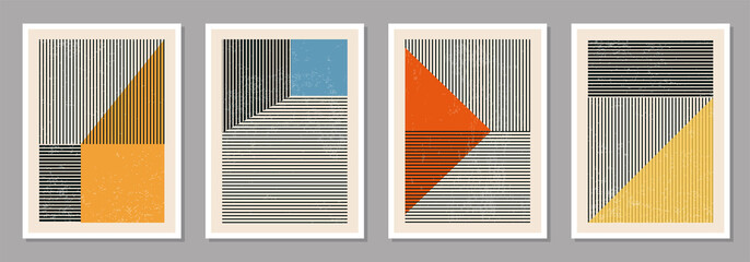 Wall Mural - Set of minimal 20s geometric design posters, vector template