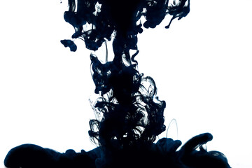 Poster - black ink dissolving in water. isolated white background.