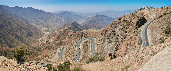 Canvas Print - The canyon of Asir region, the view from the viewpoint, Saudi Arabia