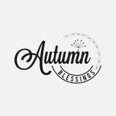 Wall Mural - Autumn Blessings lettering, fall quote for sign, wall decor, frame, card, t-shirt and more