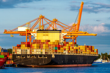 Canvas Print - Container ship in sea port