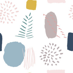 Poster -  Vector abstract seamless background. Hand painted graphic elements, colorful brush strokes and shapes for decoration, invitations, posters, card, textile
