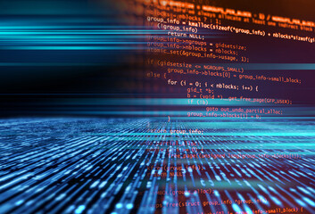 Fototapete - programming code abstract technology background of software developer and computer script 3d illustr