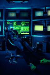 Wall Mural - cyber man has been in virtual reality for too long.