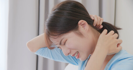 Canvas Print - woman scratching her face