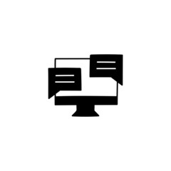 Poster - Online Discussion icon in solid black flat shape glyph icon, isolated on white background 