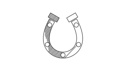 Sticker - Black line Horseshoe icon isolated on white background. 4K Video motion graphic animation