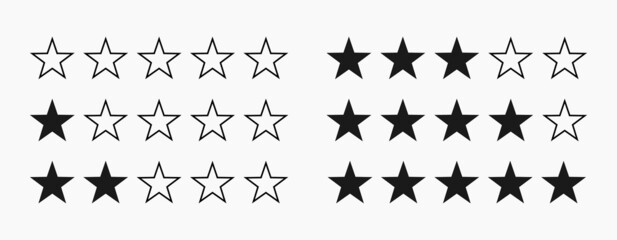 Wall Mural - Five stars rating symbols collection.