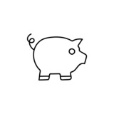 Fototapeta  - piggy bank icon  in flat black line style, isolated on white background 