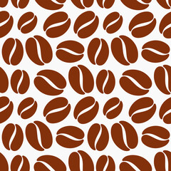 Wall Mural - Coffee beans brown seamless pattern.