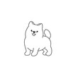 Vector isolated cute cartoon spitz puppy dog line drawing.