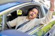 © Syda Productions - transport, vehicle and people concept - angry indian man or driver driving car and gesturing