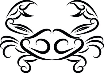 Wall Mural - Cancer zodiac tribal Tattoo concept. Crab simple vector sign graphic illustration.