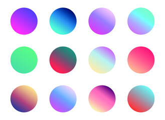 Poster - Set of round Vector Gradient. Multicolor Sphere. Modern abstract background texture. Template for design. Isolated objects
