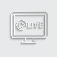 Poster - live icon vector red button. Live streaming icon. 