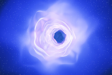 Poster - Abstract blue cosmic hole on blurry background. Space and abstraction concept. 3D Rendering.