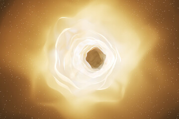 Poster - Abstract brown cosmic hole on blurry background. Space and abstraction concept. 3D Rendering.