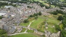 Barnard Castle  Market Town In Teesdale, County Durham,UK Rising Drone Footage