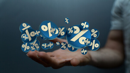 Poster - Sales icons floating in the air 3D rendering