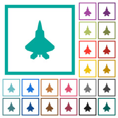 Canvas Print - Jet fighter silhouette flat color icons with quadrant frames