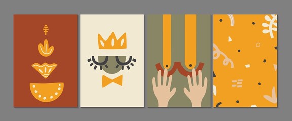 Poster - abstract human parts banners. contemporary art posters, diverse decorative shapes and balance elemen