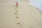 Fototapeta Morze - Footstep on the beach. 