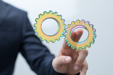 Aufkleber - business team gear to success concept