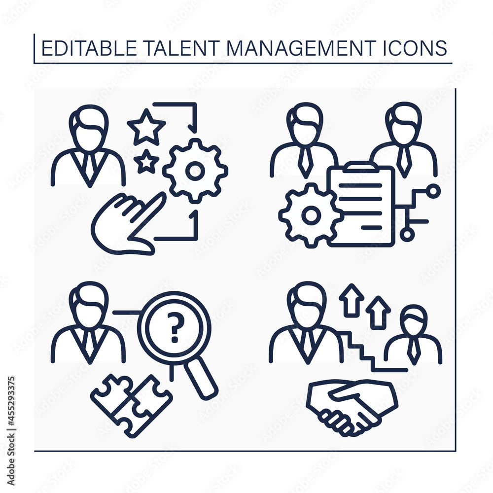 Talent management line icons set. Workforce and succession planning ...