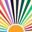 sun illustration. Retro style poster design. Colorful sun illustration. Colourful light rays.