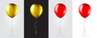 Big Set of Gold and Red balloons on transparent white background. Mockup for balloon print. Vector.